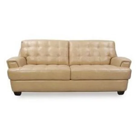 Stationary Sofa with Tufted Seats and Seat Back